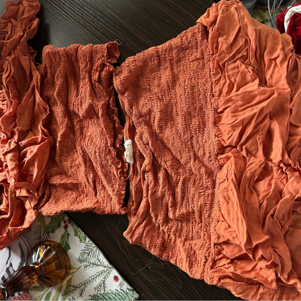 Rust Orange Ruched Two-Piece Set